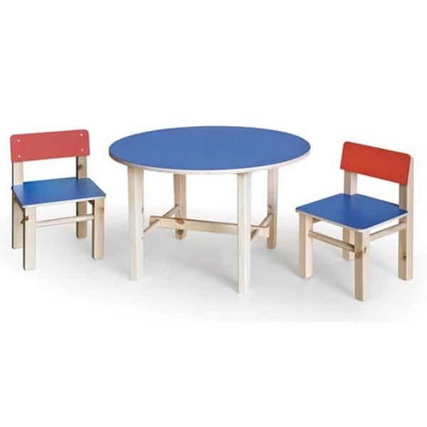 שולחן עץ עגול קוטר 80 כחול, סופר עץ