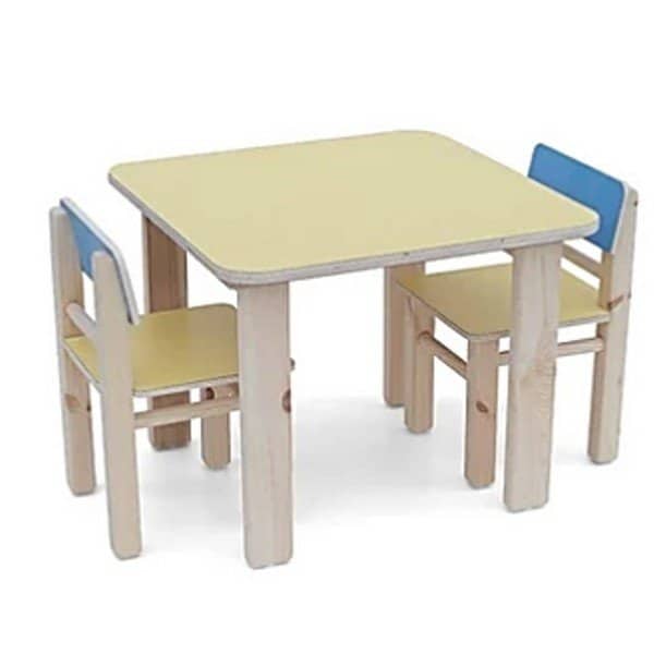 שולחן 60/60 צהוב סופר עץ, לגני ילדים, סופר עץ