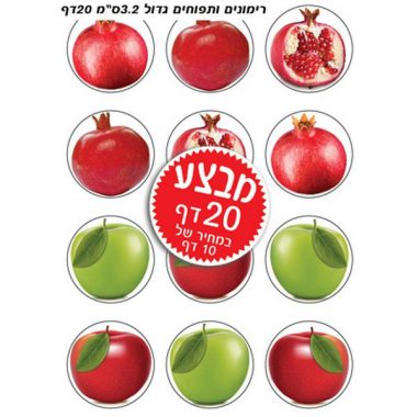 מדבקות תפוחים ורימונים גדול