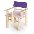 כיסא עץ עם ידיות ופומל צבוע חלקי לגן ילדים , סופר עץ
