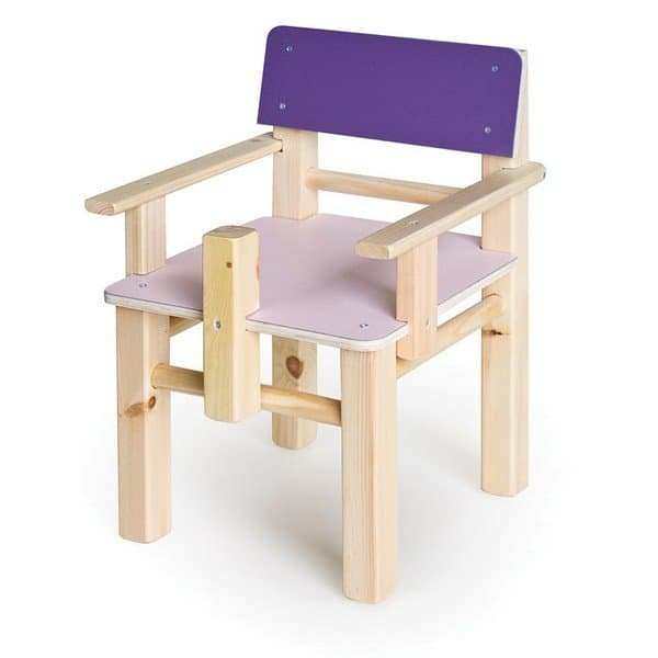 כיסא עץ עם ידיות ופומל צבוע חלקי לגן ילדים , סופר עץ