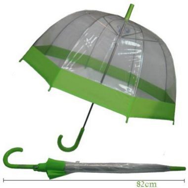 מטריה שקופה יצירה לילדים פס וידית ירוקים