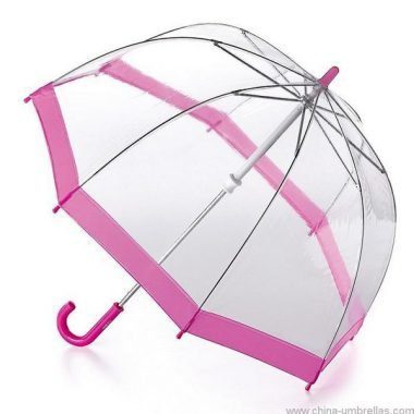 מטריה שקופה עם פס וידית ורודים יצירה לילדים