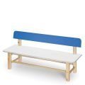 ספסל עץ לגן ילדים לבן וכחול