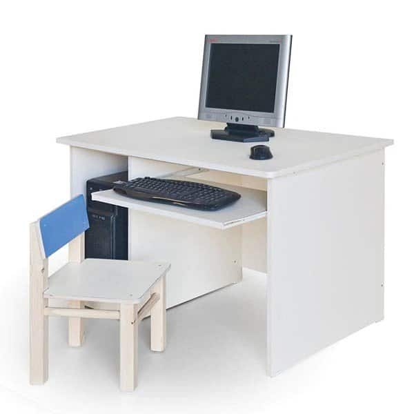 שולחן מחשב מעץ לילדים לגן ילדים צבע שמנת, סופר עץ