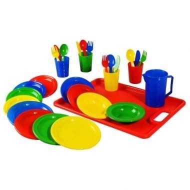 סט כלי מטבח עם מגש פלסטיק למשחק ולגן ילדים