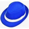 כובע מגבעת כחול עם פס לבן