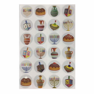מדבקות חנוכה מטאלי כסף קוטר 25